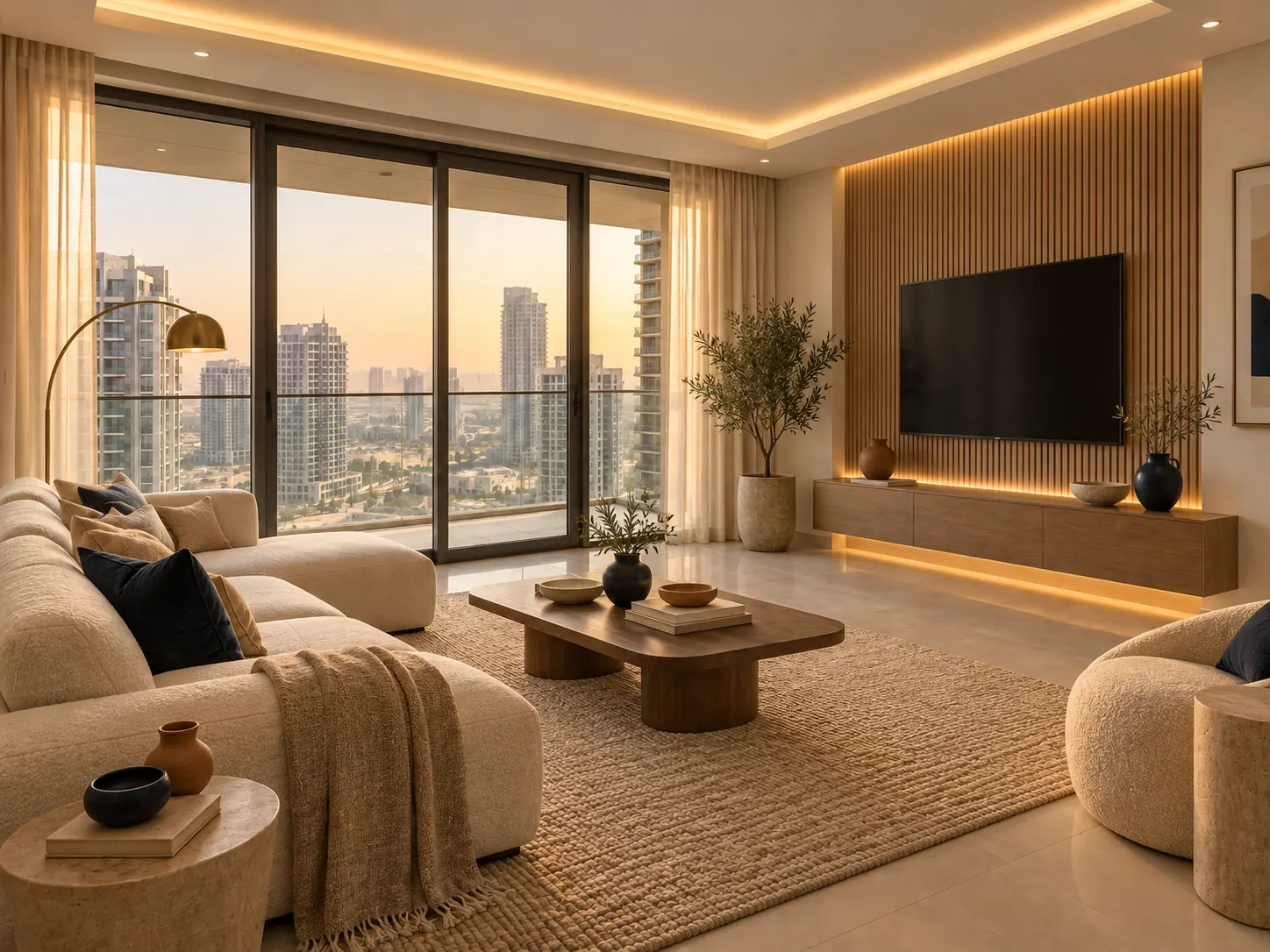 Allure studio concept of a warm, contemporary living room